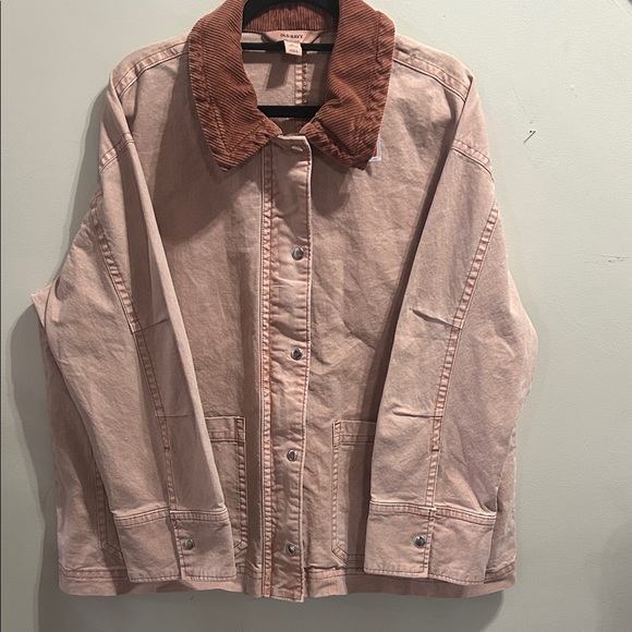 Old Navy Jackets & Blazers - Old Navy Pink Denim Jacket with Brown Corduroy Collar